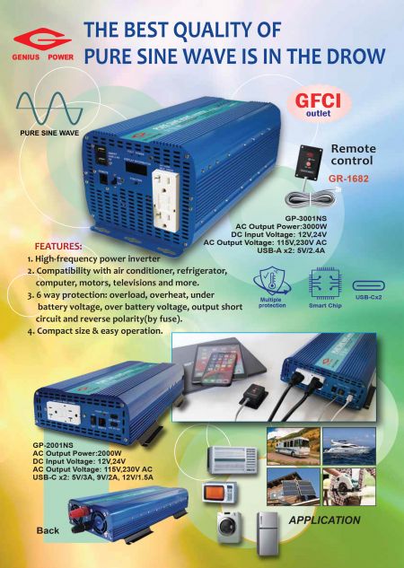 GFCI outlet_110V محول طاقة بموجة جيبية نقية. 2022/0417 القس 1